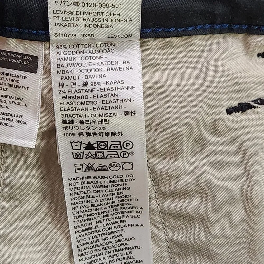 Levi's XX Chino Pants Men's Size 38x32 Standard Taper Black Cotton Stretch